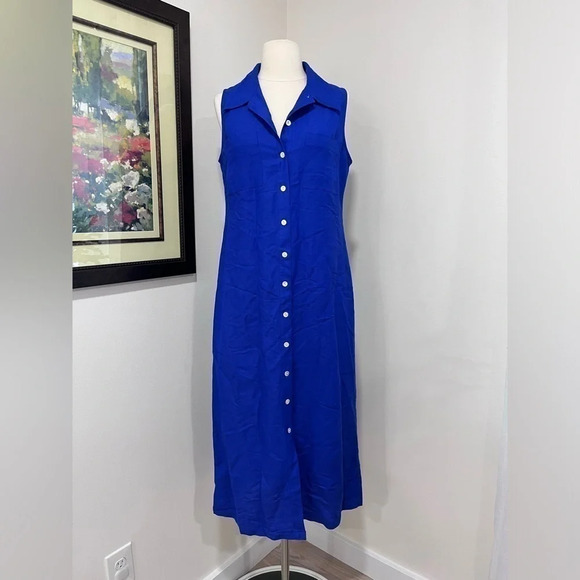Natural Instincts Collared Button Down Linen Blend Dress Size 6 NWOT - Picture 1 of 11